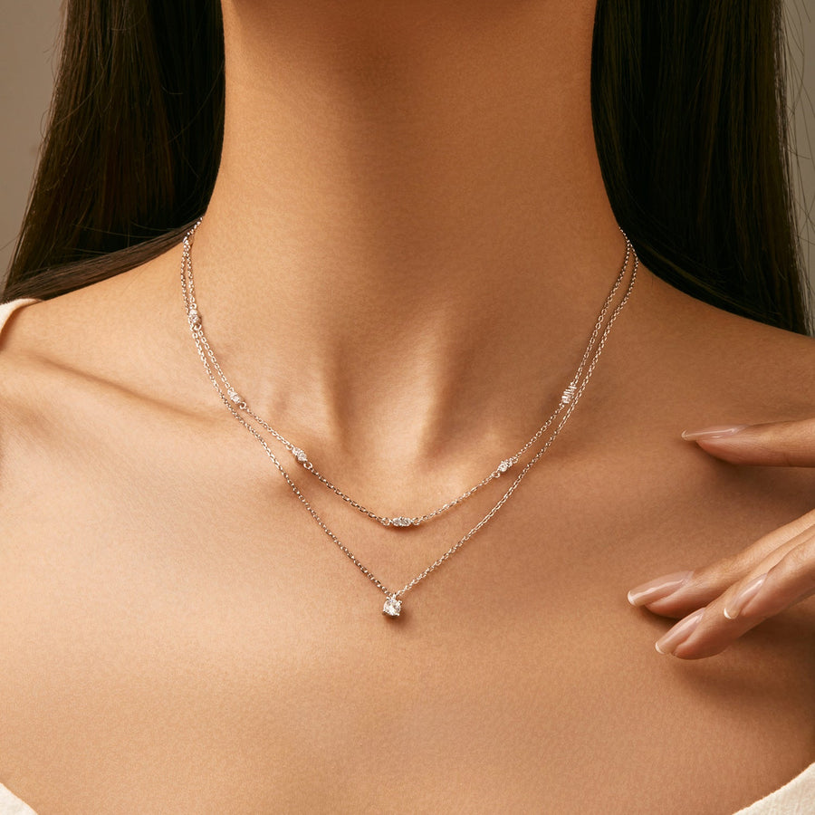Chaîne argent 925 maillons géométriques traitement diamant | Olympe