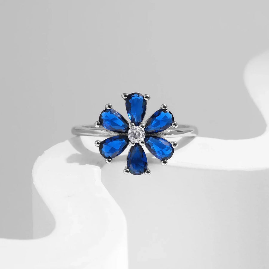 Bague Argent | Bague de fiançailles Fleurs | Bijoux Femme