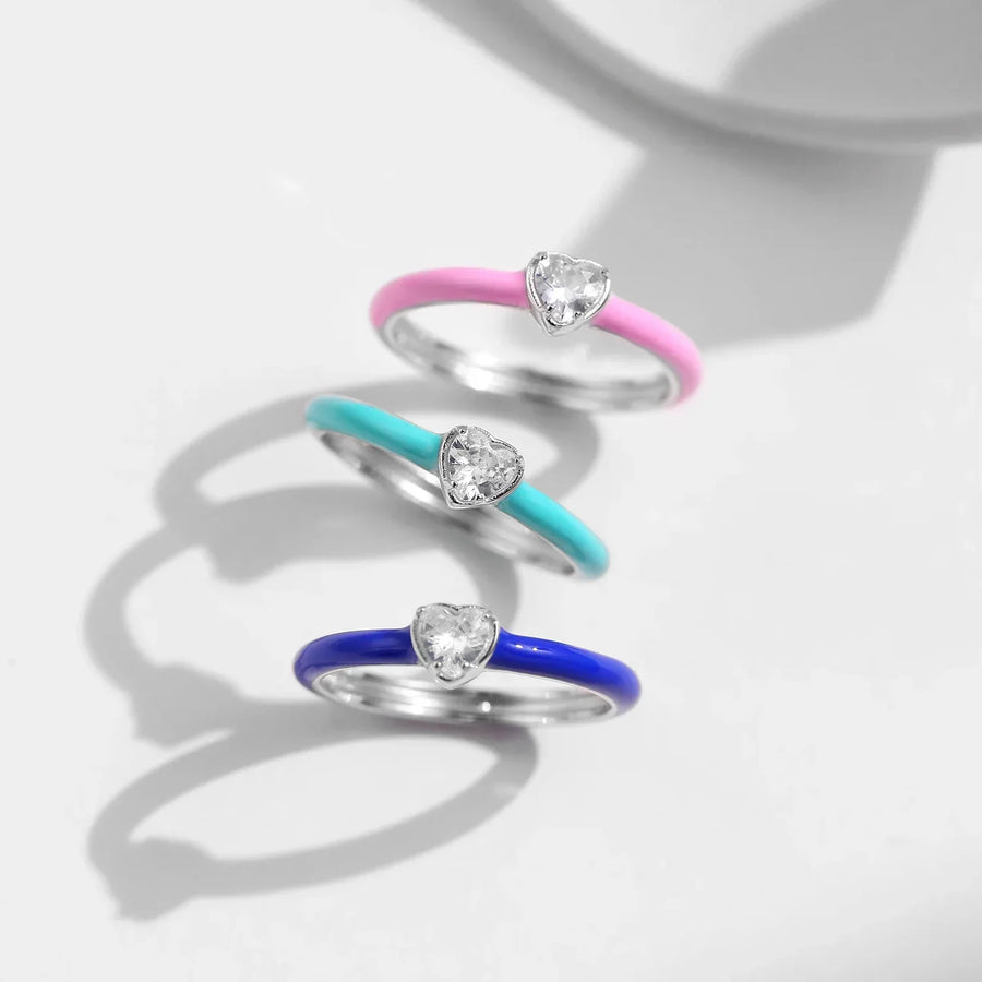 Bague Argent Femme | Bague Rose Bleu Turquoise