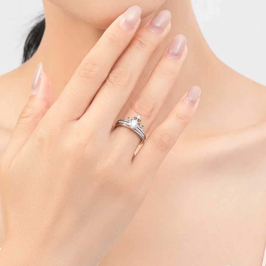 Bague Couronne Réglable Argent Reine