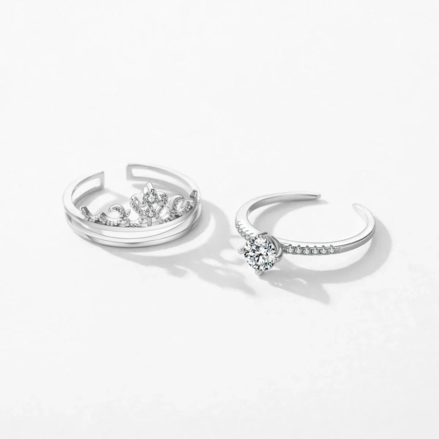 Bague Couronne Réglable Argent Reine