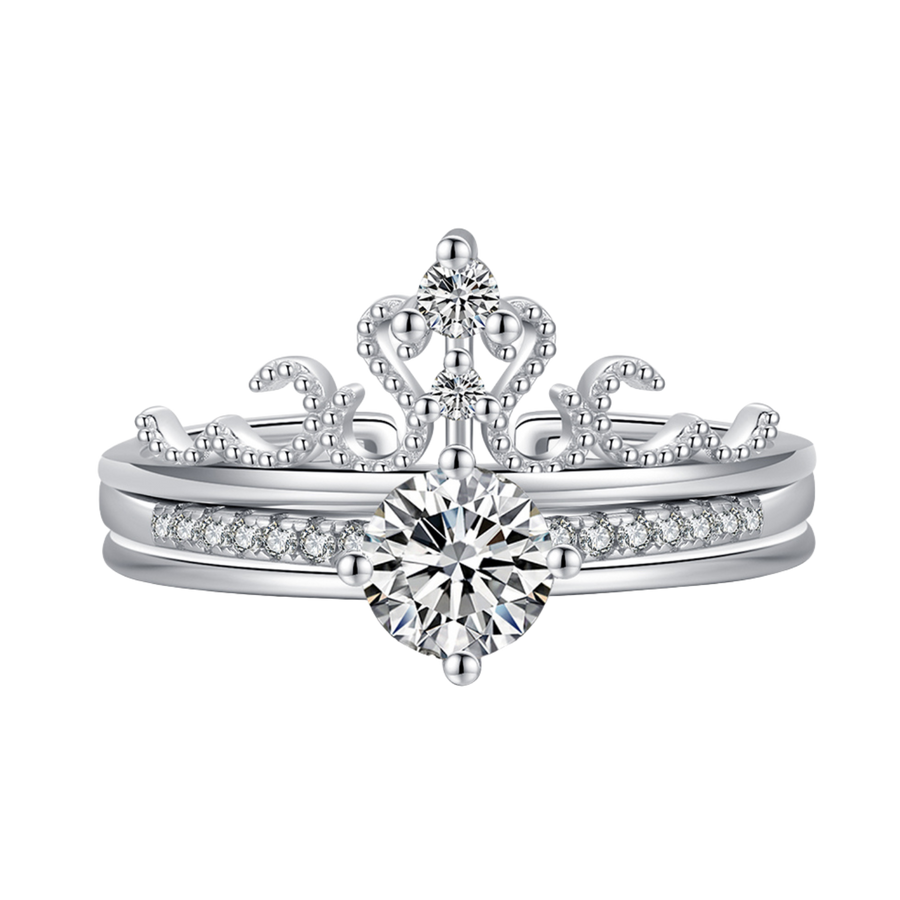 Bague Couronne Réglable Argent Reine
