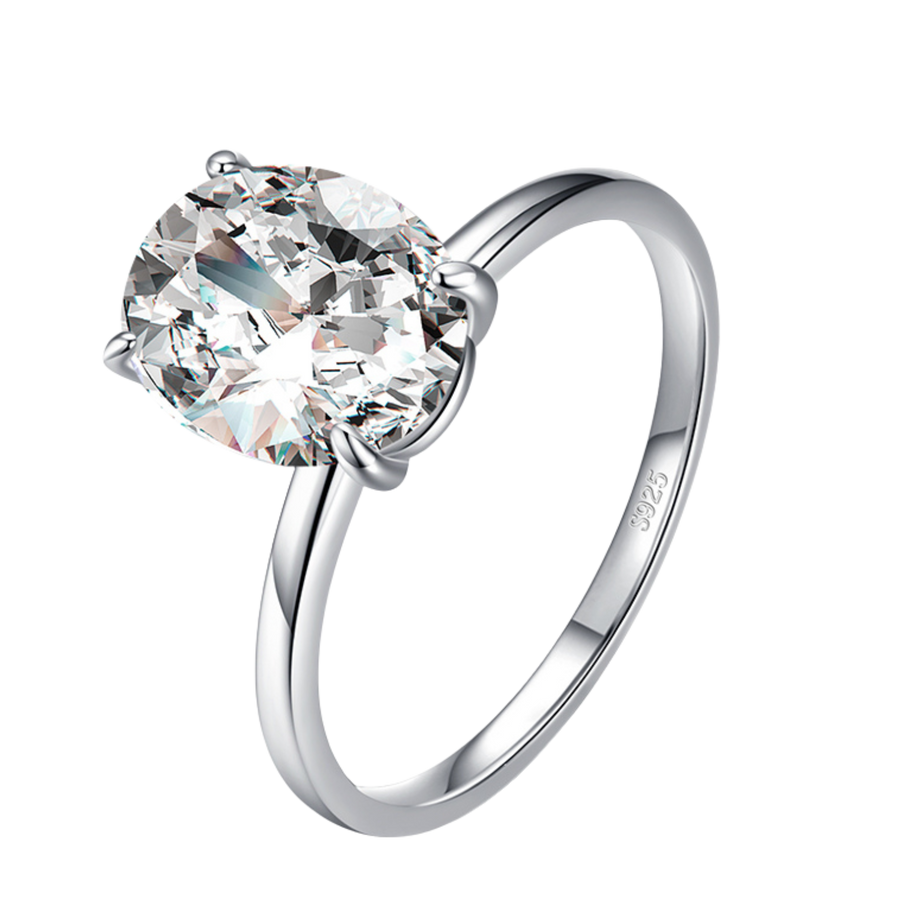 Bague de Fiançailles Solitaire | Bague Argent Femme