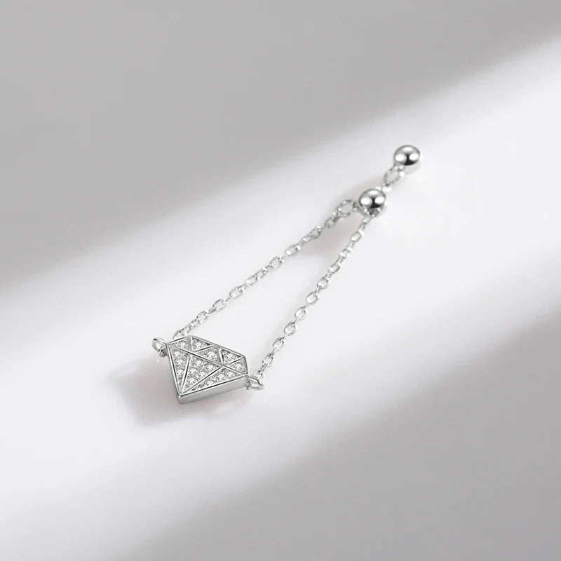 Bague Symbole Diamant Argent Femme | Bague Chaîne Réglable