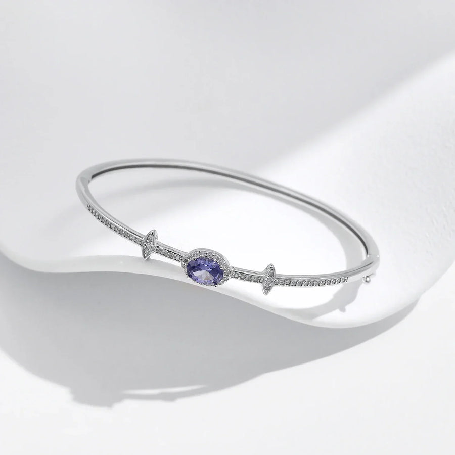 Bangle | Bracelet Jonc Argent Pierre Bleu