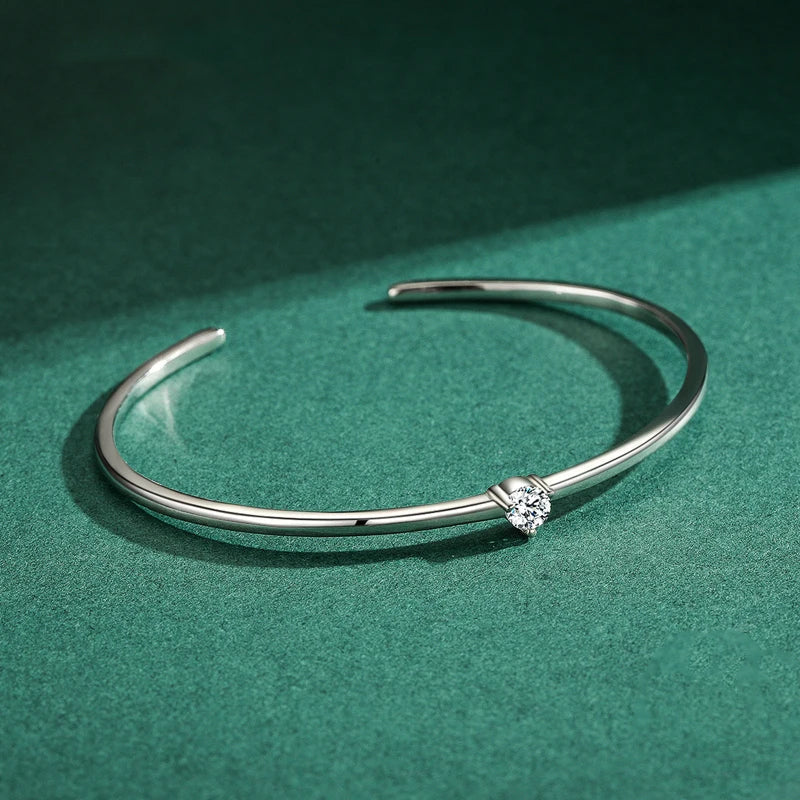 Bracelet Jonc Argent Femme Solitaire