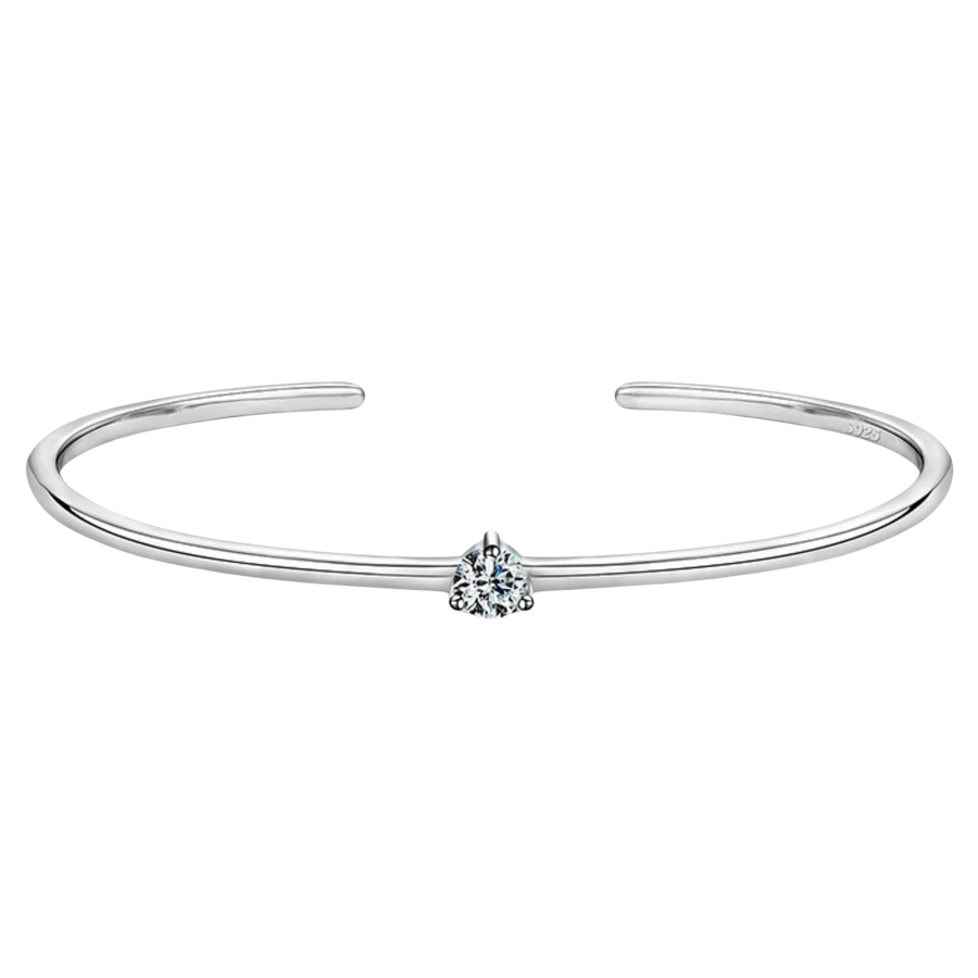 Bracelet Jonc Argent Femme Solitaire
