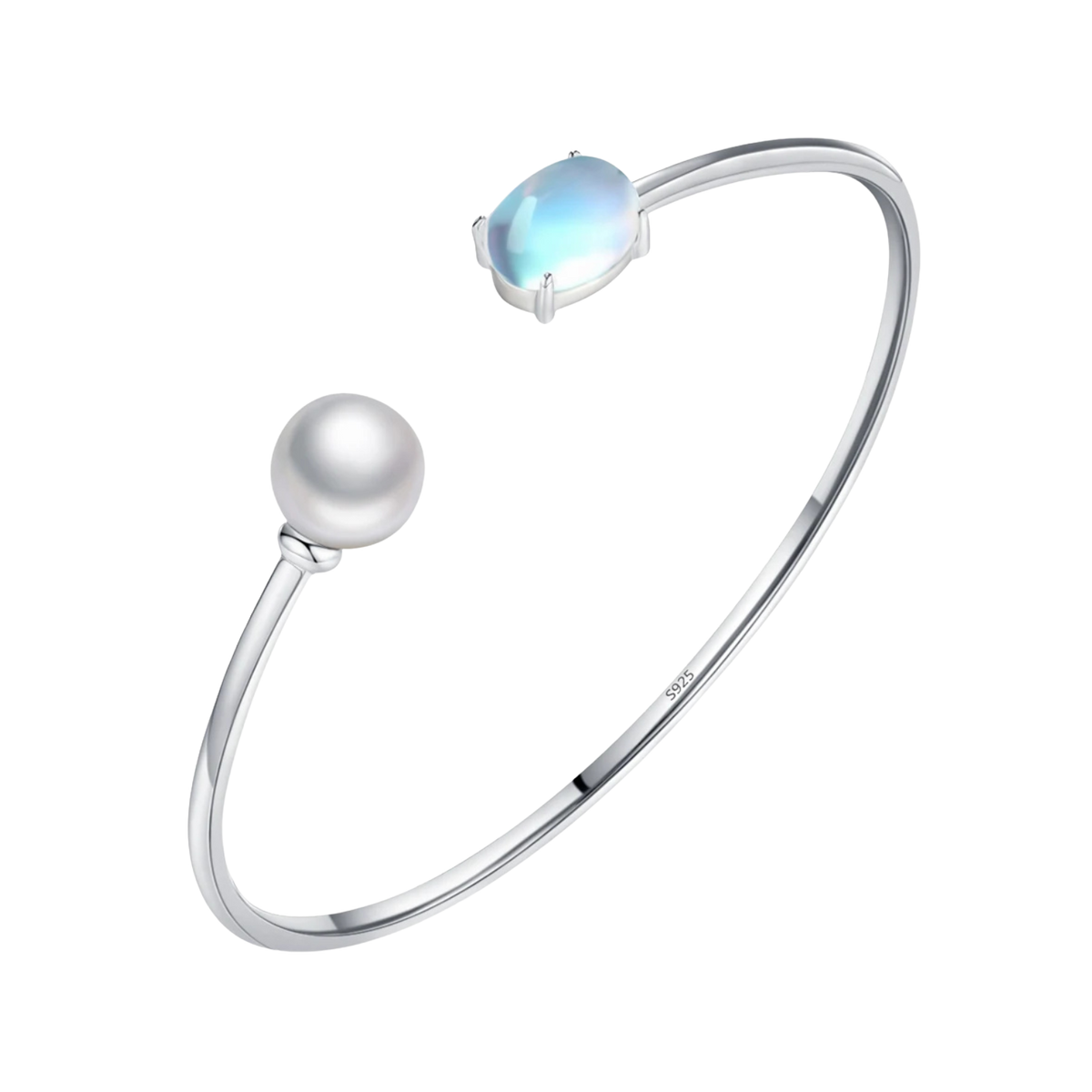Bracelet Pierre de Lune Argent et Perles de culture
