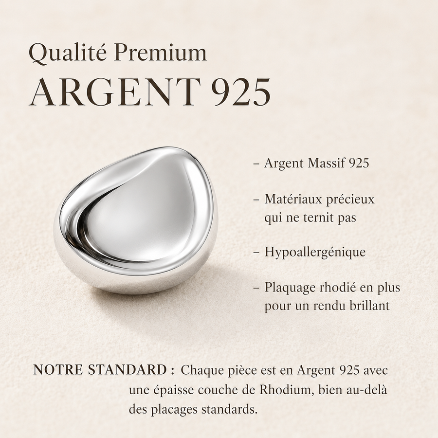 Qualité premium argent massif 925 rhodié hypoallergénique — Silverbloom Paris