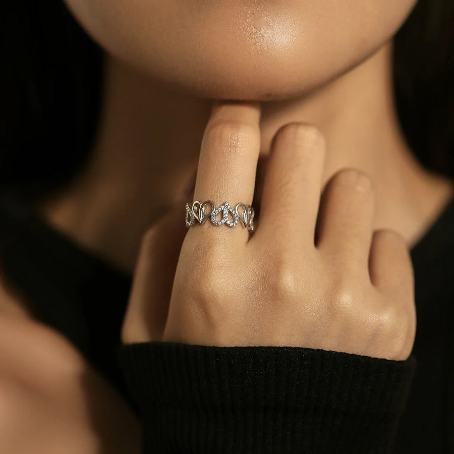 Bague Argent Coeur Femme Réglable | Bijoux Haut de Gamme