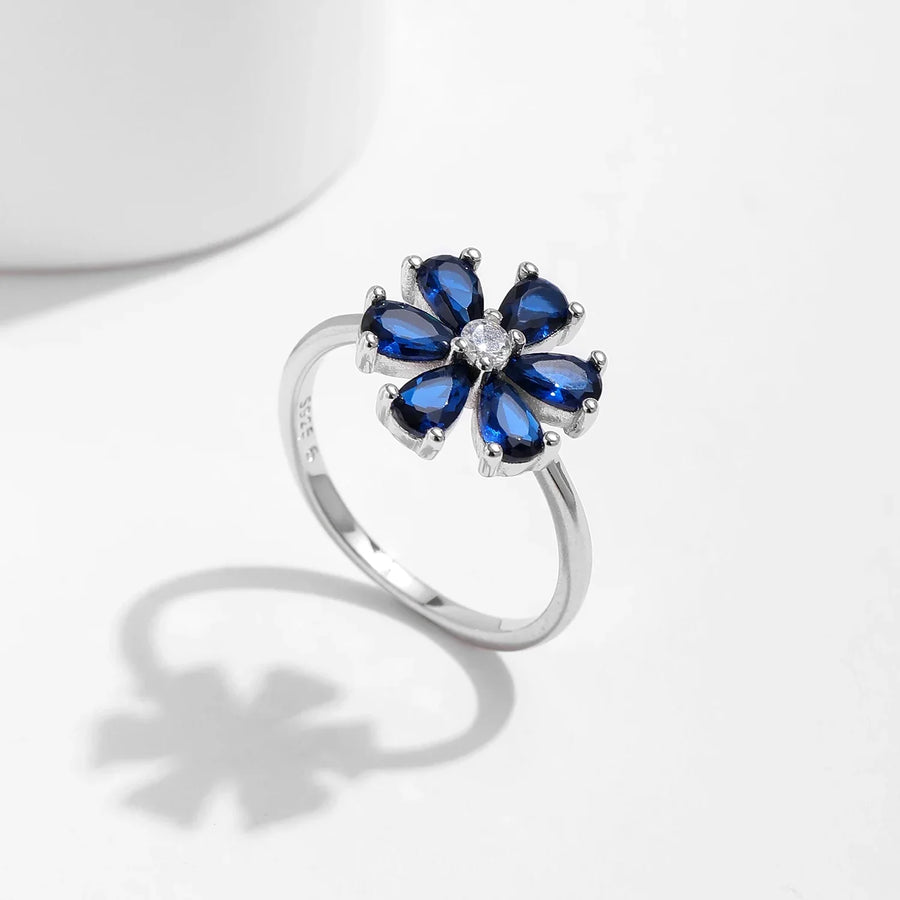 Bague Argent | Bague de fiançailles Fleurs | Bijoux Femme