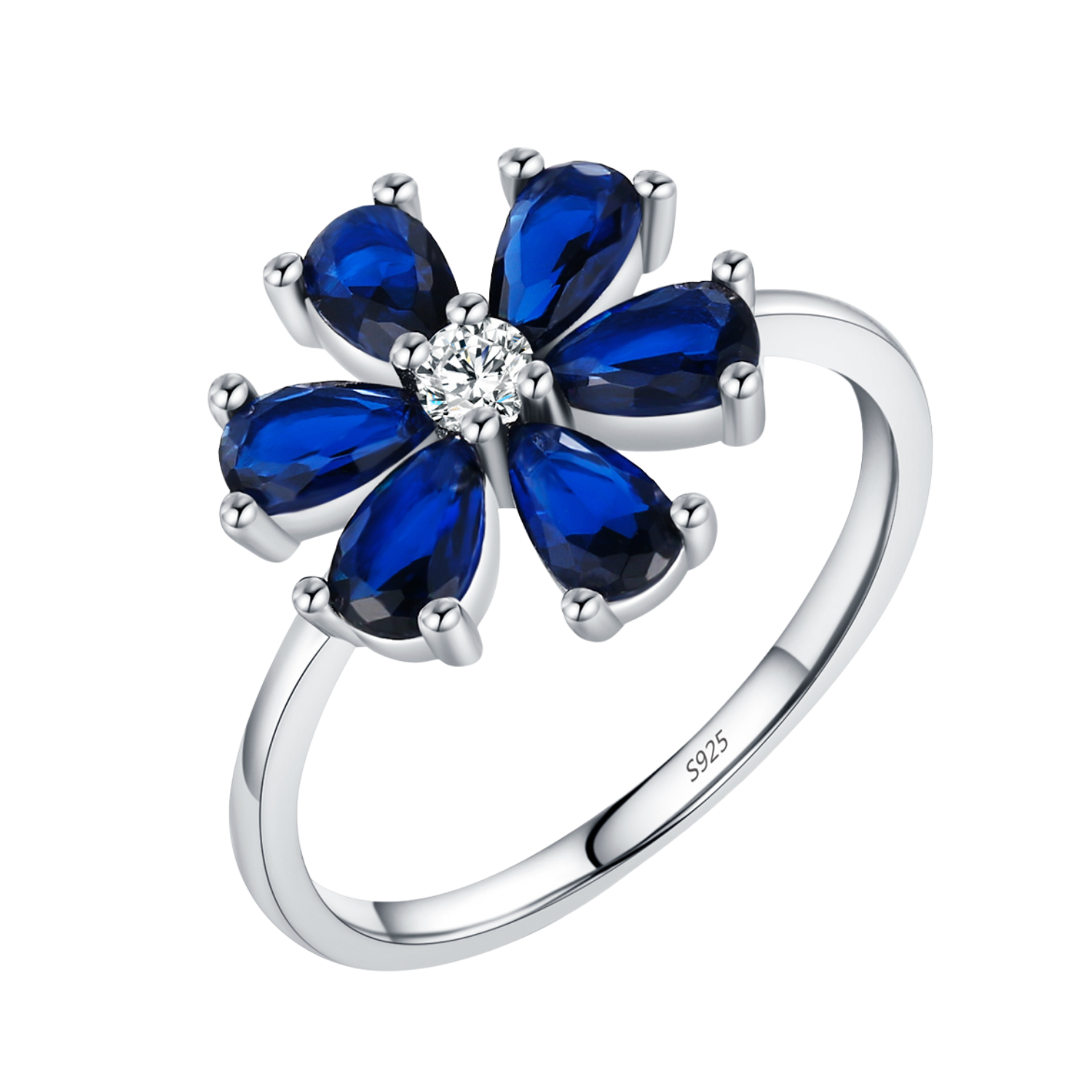 Bague Argent | Bague de fiançailles Fleurs | Bijoux Femme