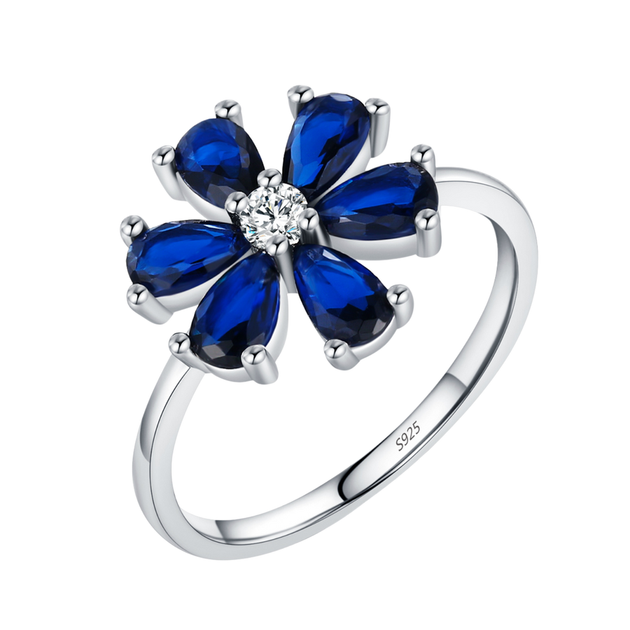 Bague Argent | Bague de fiançailles Fleurs | Bijoux Femme