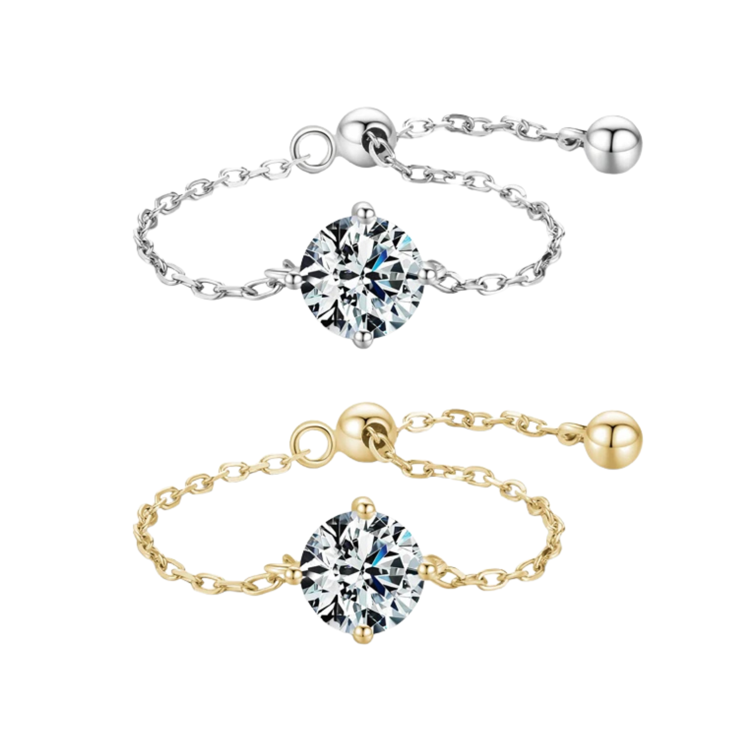Bague Argent Femme | Bague Chaîne Réglable