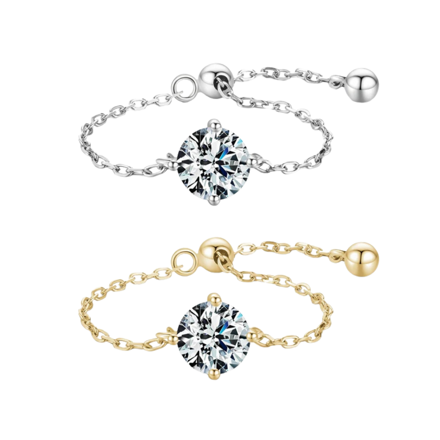 Bague Argent Femme | Bague Chaîne Réglable