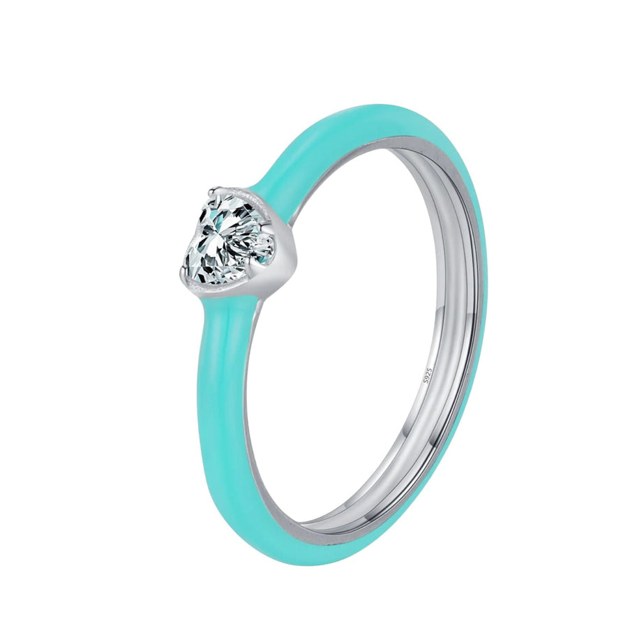 Bague Argent Femme | Bague Rose Bleu Turquoise