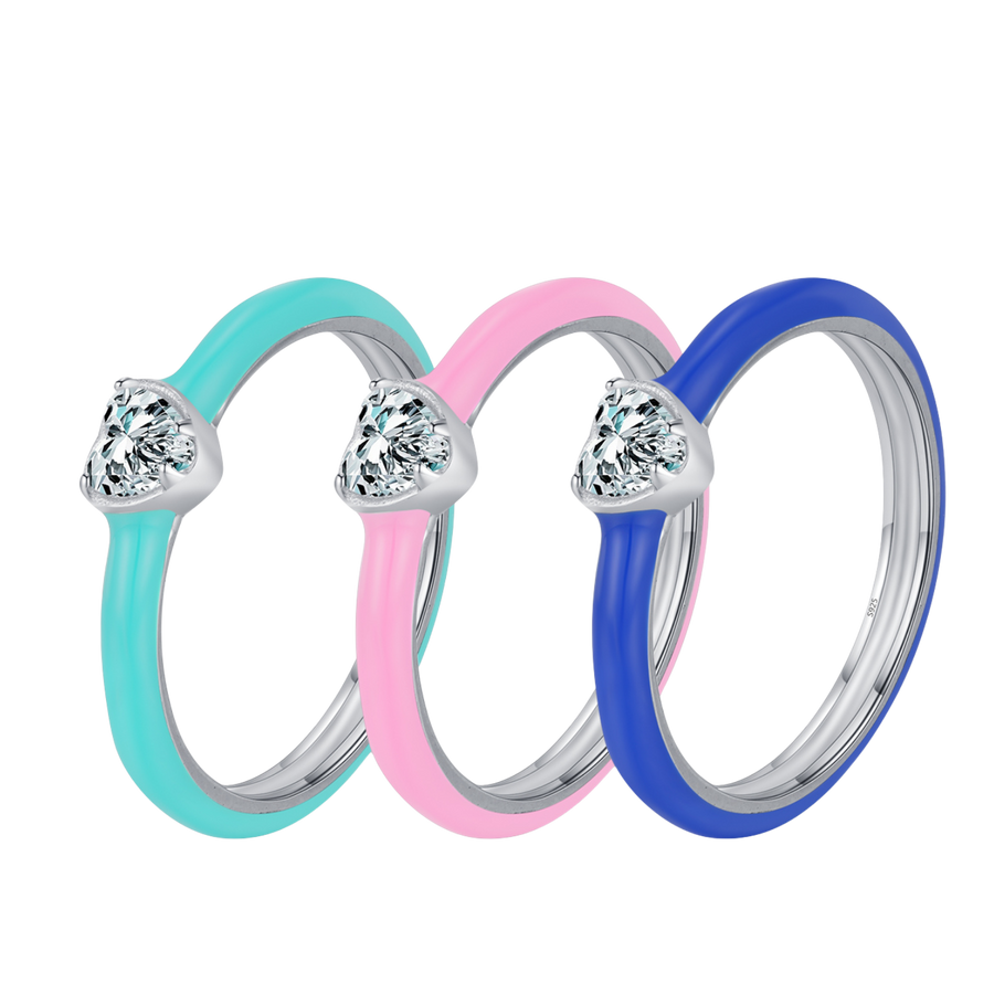 Bague Argent Femme | Bague Rose Bleu Turquoise