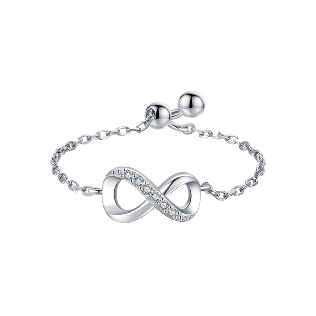 Bague Chaine | Bague Réglable Argent Femme Symbole Infini