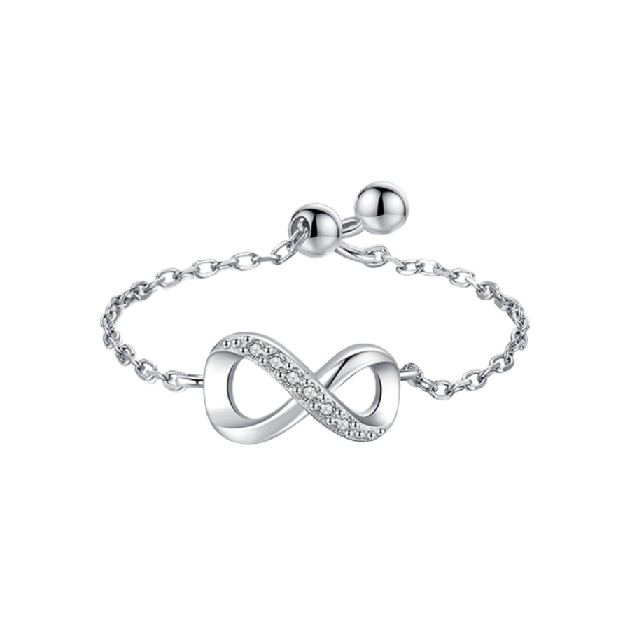 Bague Chaine | Bague Réglable Argent Femme Symbole Infini