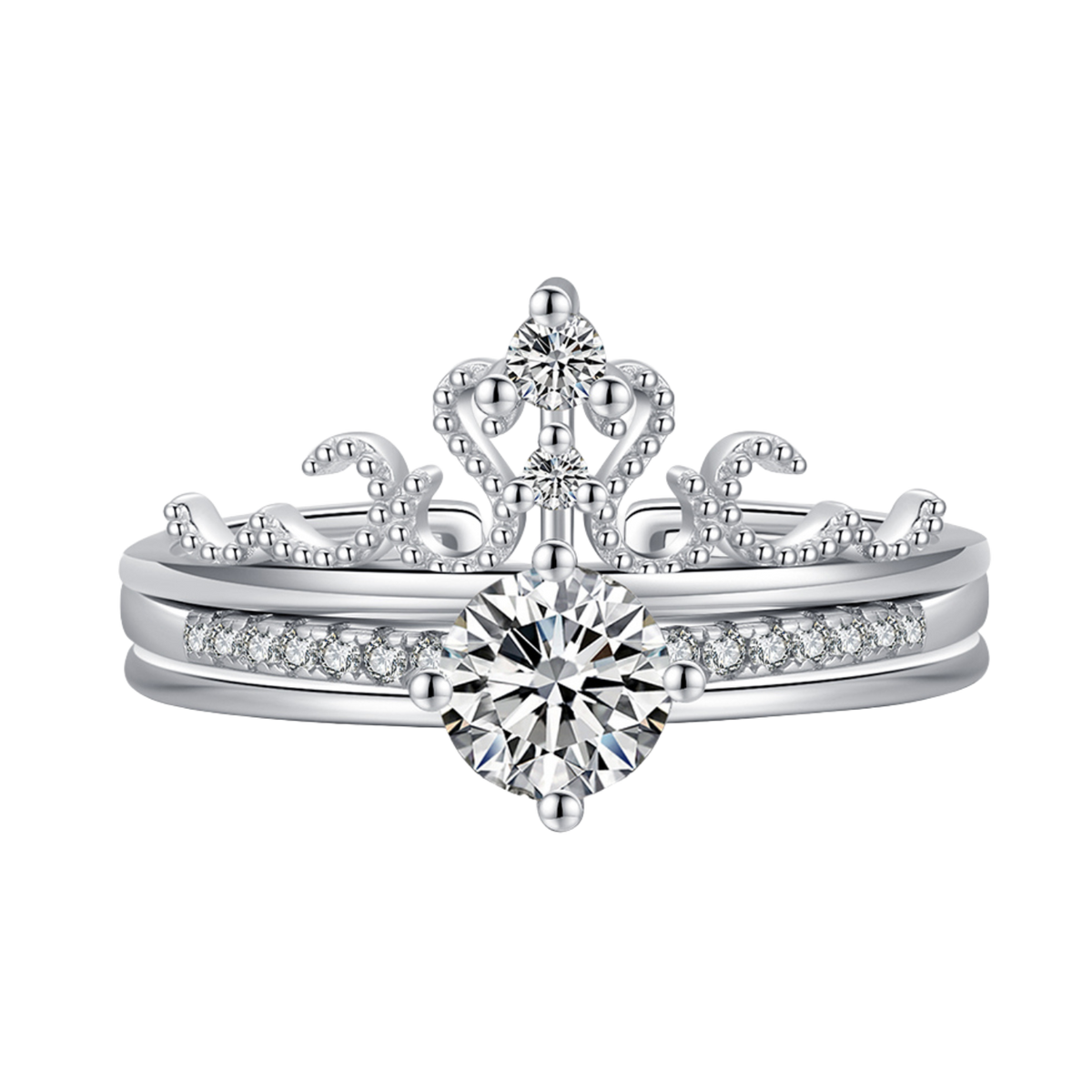 Bague Couronne Réglable Argent Reine
