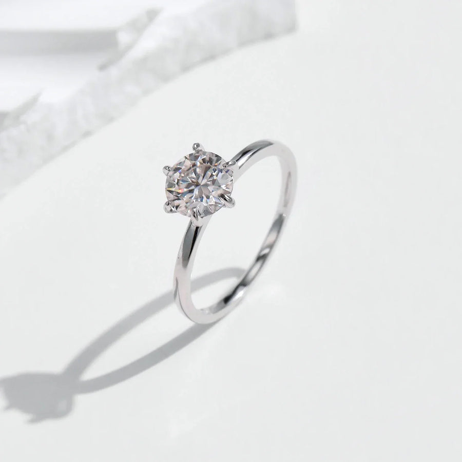 Bague De fiançailles Femme Argent Moissanite 1 carat