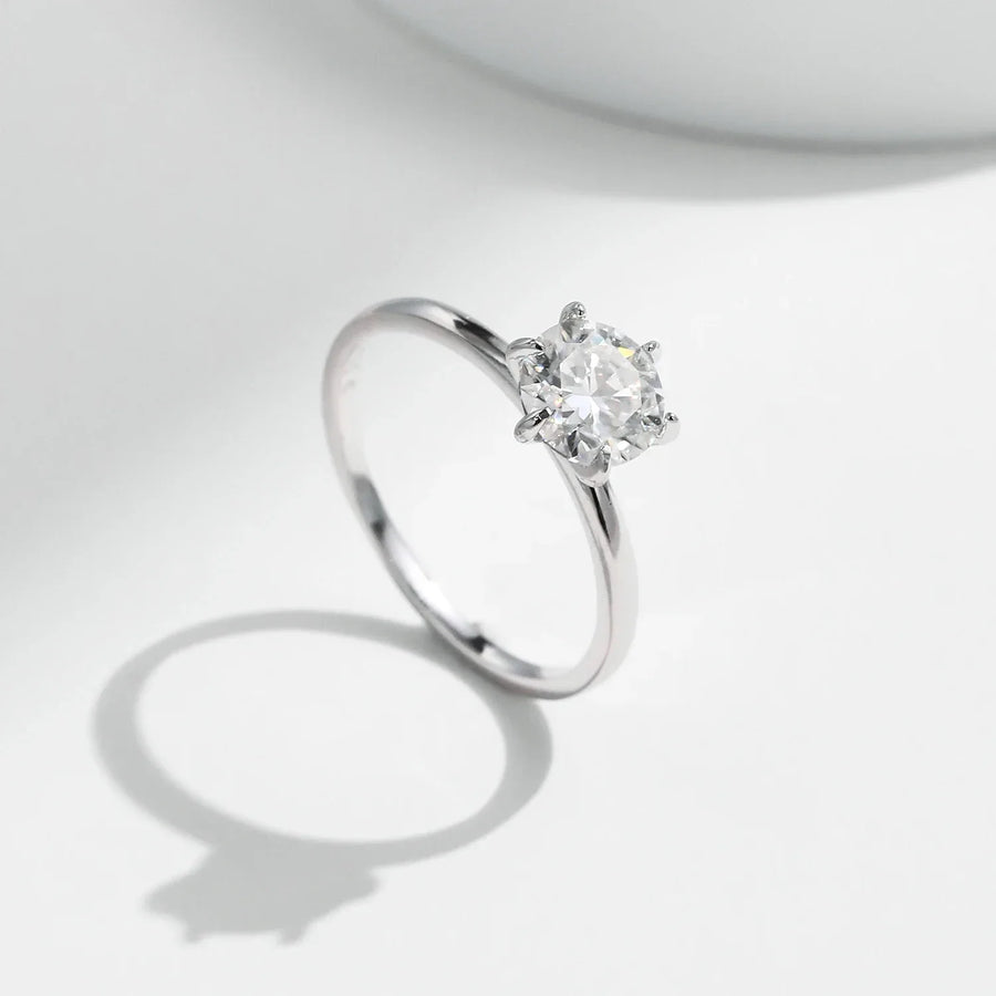 Bague De fiançailles Femme Argent Moissanite 1 carat