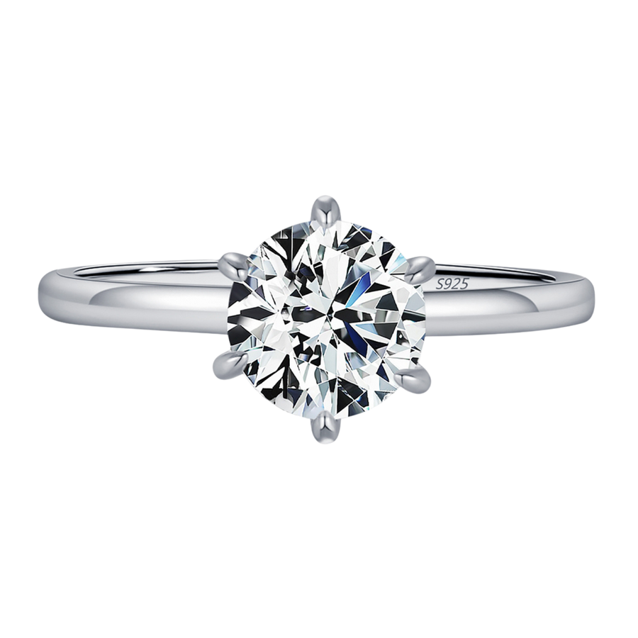 Bague De fiançailles Femme Argent Moissanite 1 carat