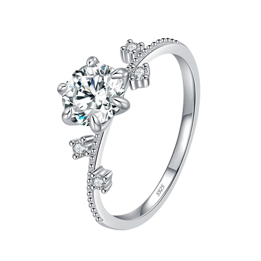 Bague de fiançailles Moissanite | Bague Argent Femme
