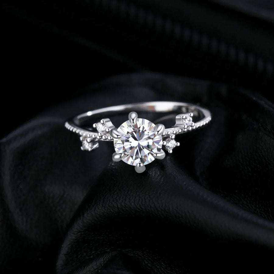 Bague de fiançailles Moissanite | Bague Argent Femme