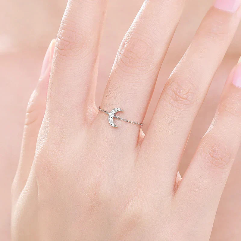 Bague Lune Argent Femme Chaîne Réglable | Bijou Femme