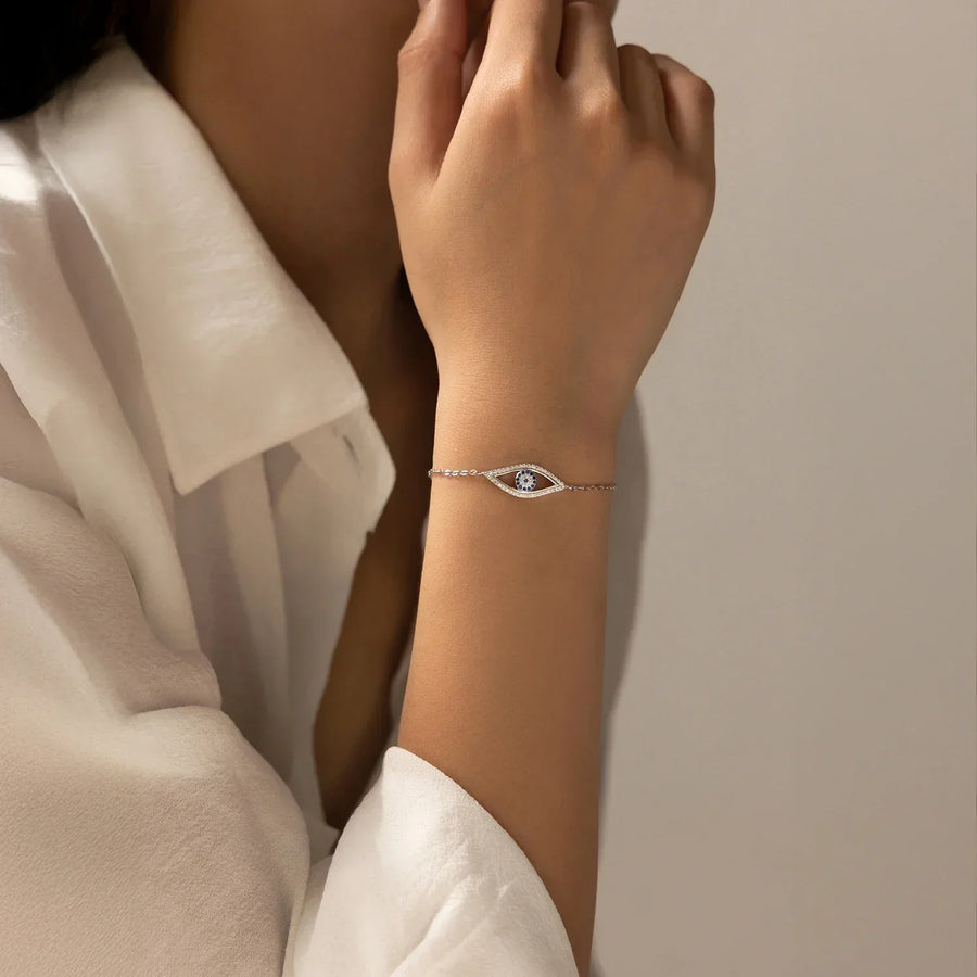 Bracelet Argent Femme | Bracelet Oeil | Bracelet Chaîne