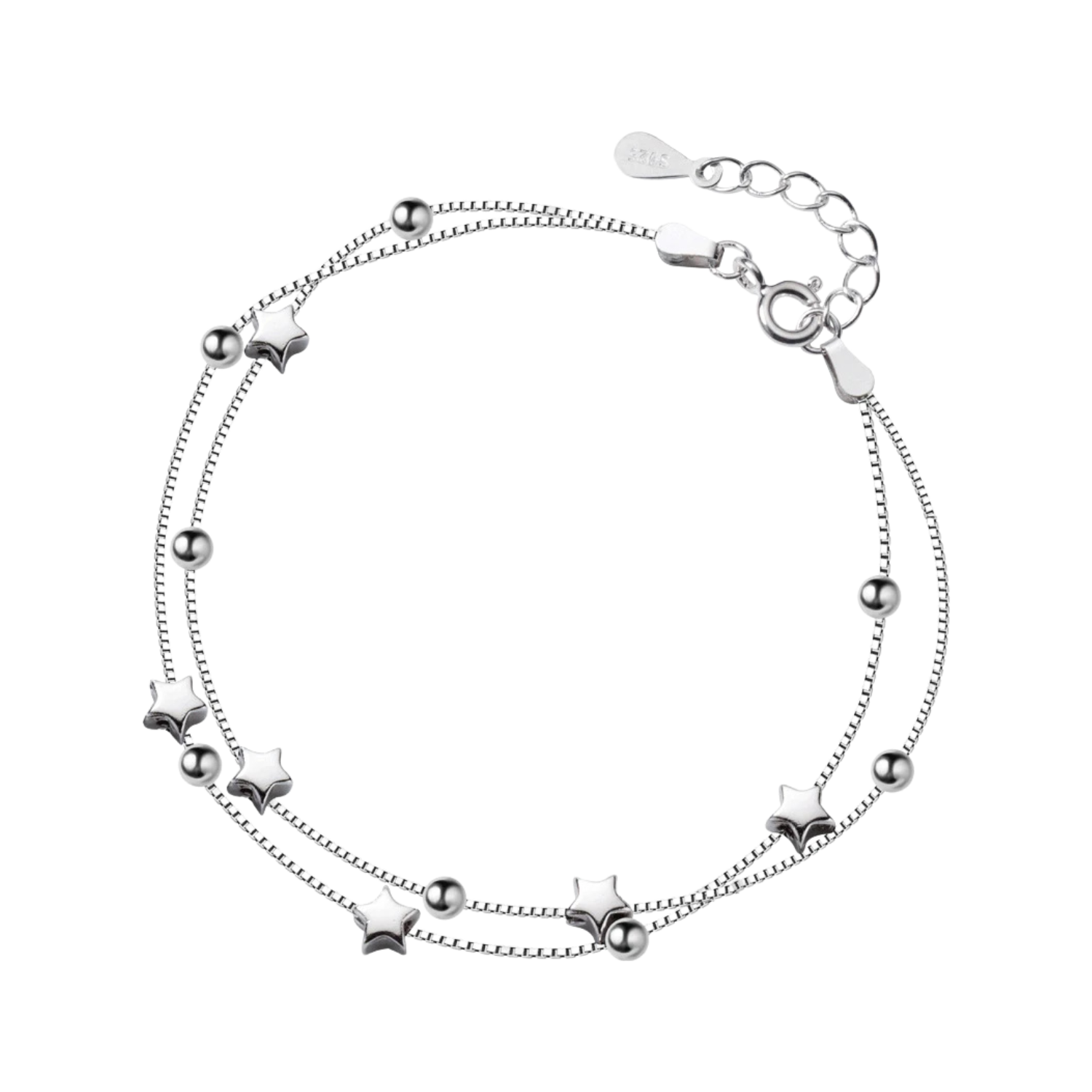 Bracelet Argent Multi-Rangs Étoiles | Bracelet Argent Femme