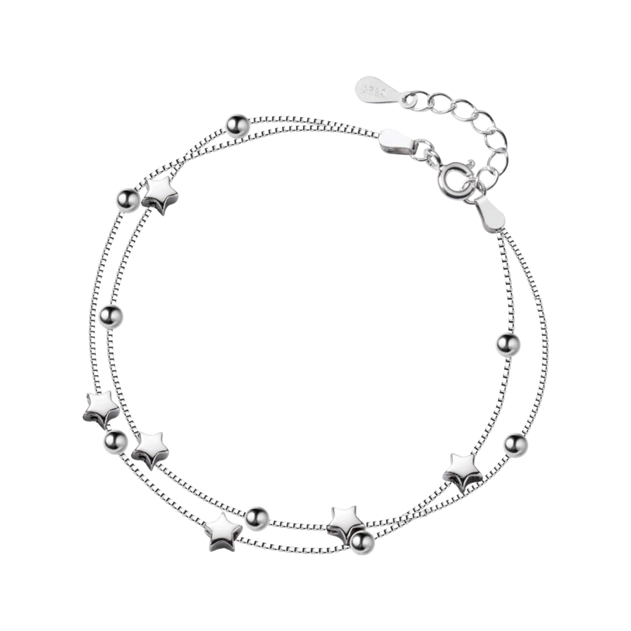 Bracelet Argent Multi-Rangs Étoiles | Bracelet Argent Femme