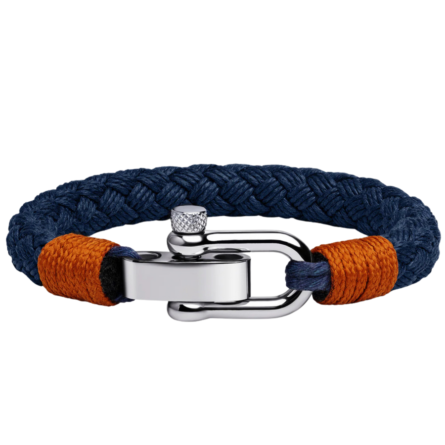 Bracelet Cordon Homme Bleu Marine Acier Inoxydable | Bijoux