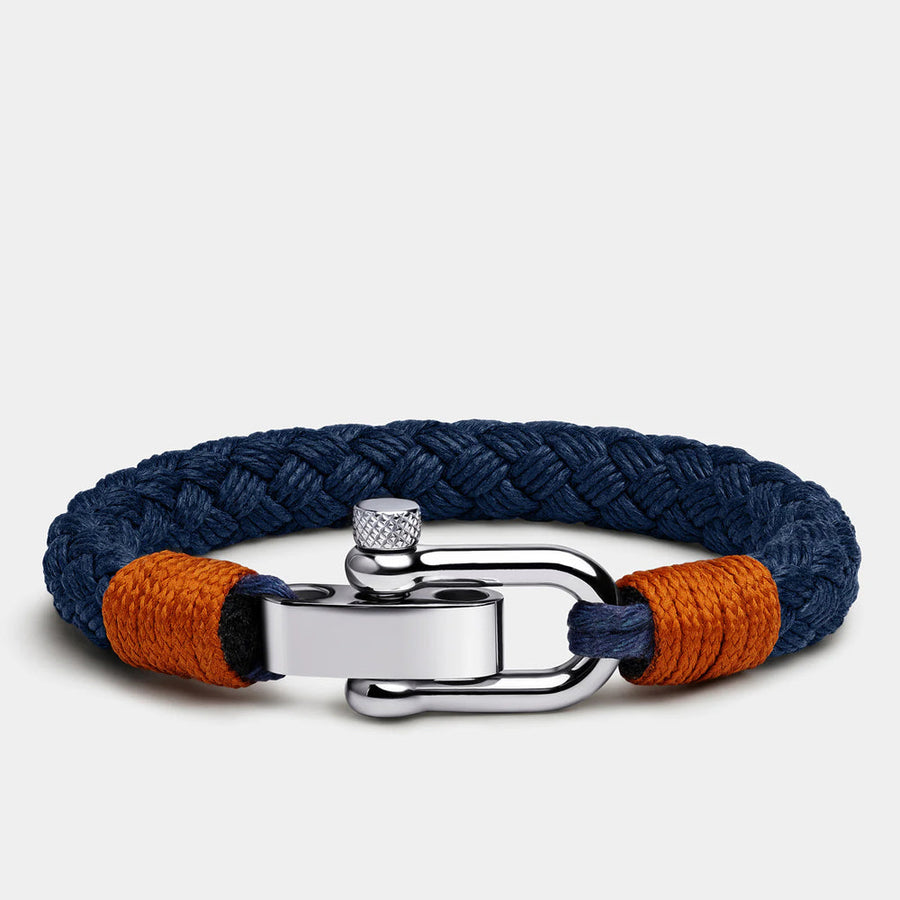 Bracelet Cordon Homme Bleu Marine Acier Inoxydable | Bijoux