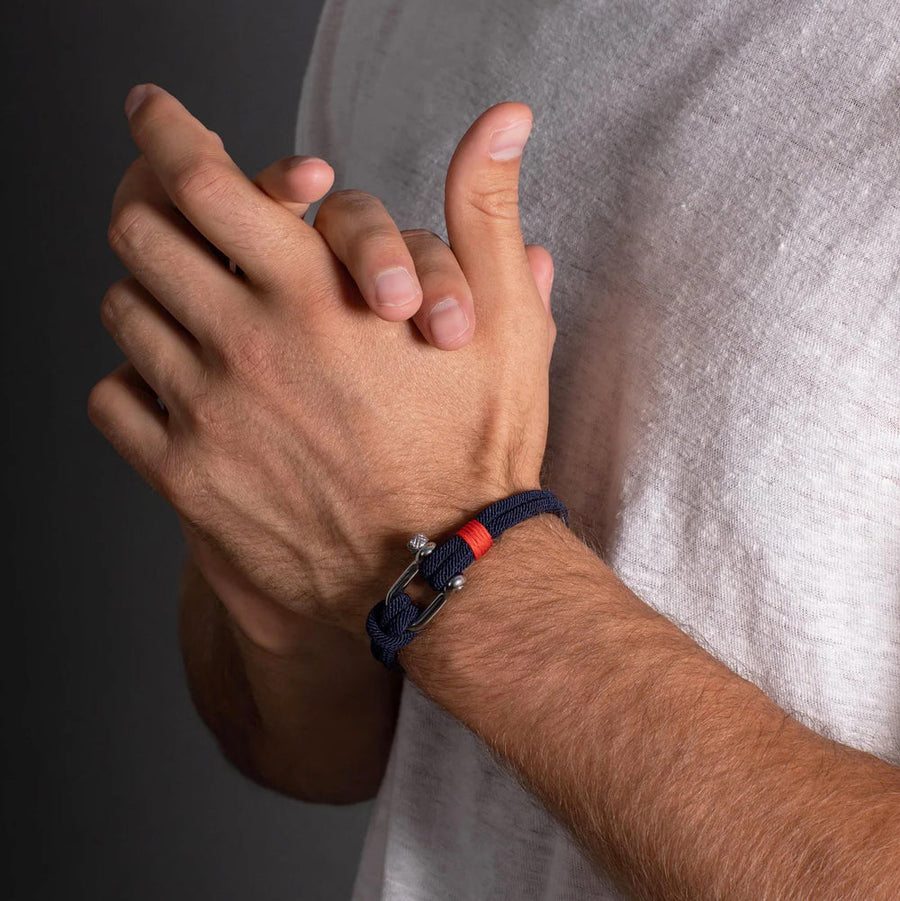 Bracelet Cordon Homme Bleu Marine | Bijoux Homme