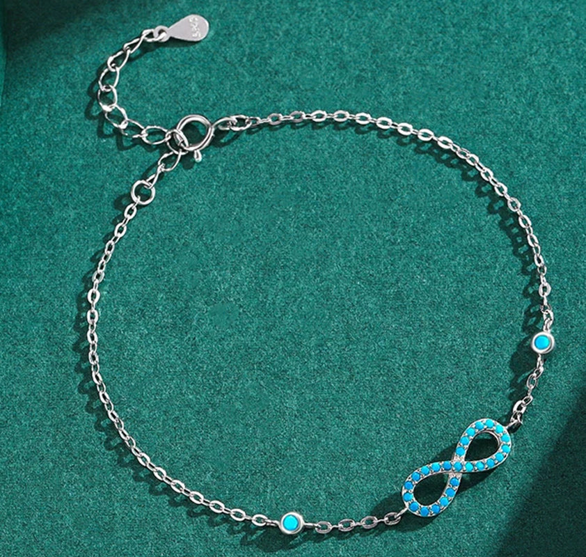 Bracelet Infini Pierre Turquoise | Bracelet Argent Femme