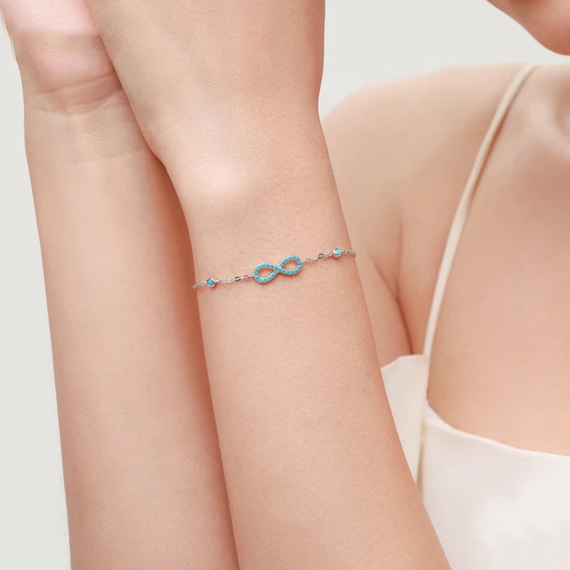 Bracelet Infini Pierre Turquoise | Bracelet Argent Femme