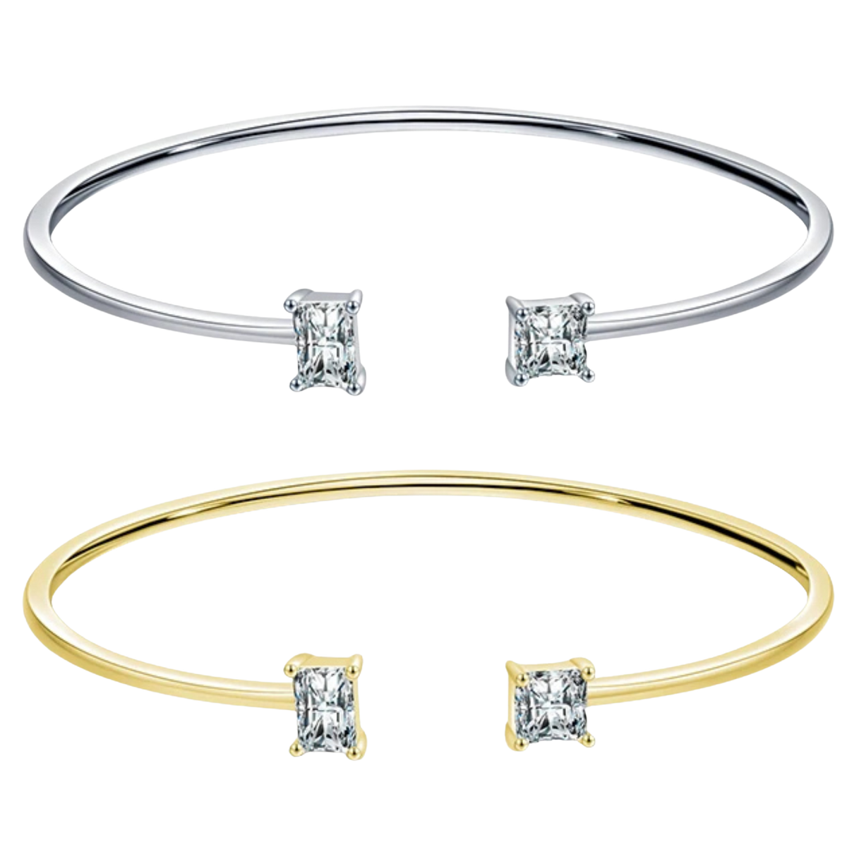 Bracelet Jonc en Argent pour Femme Zircons