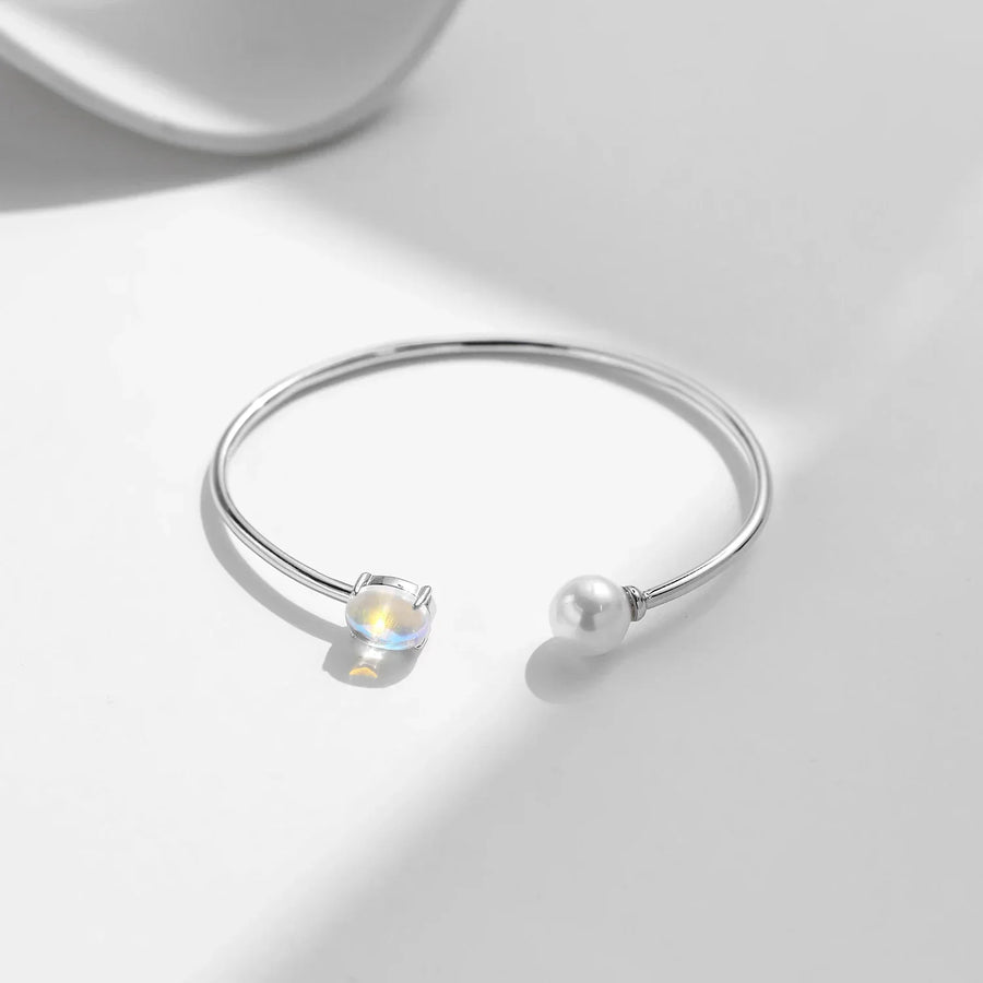 Bracelet Pierre de Lune Argent et Perles de culture
