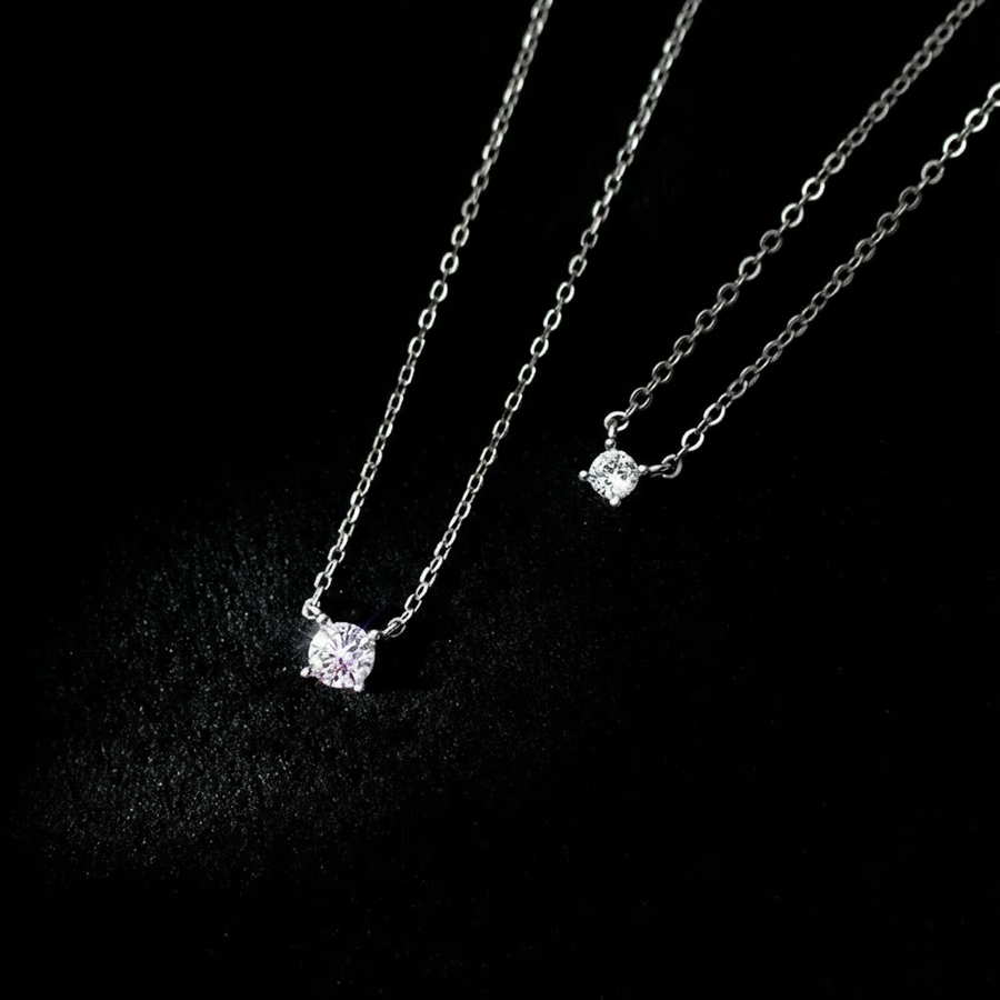 Collier Argent pour Femme Diamant Solitaire
