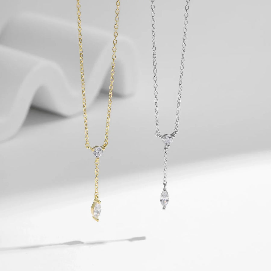 Collier cravate Argent Zircon | Bijou Femme