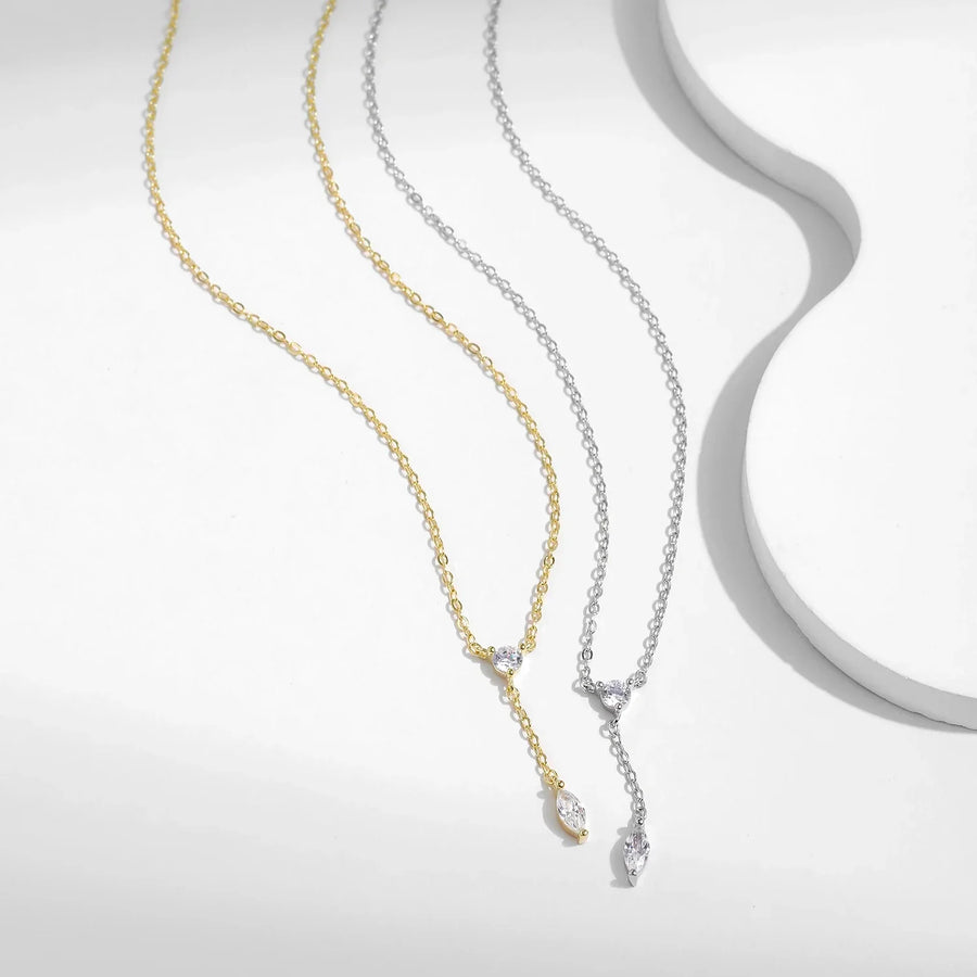 Collier cravate Argent Zircon | Bijou Femme