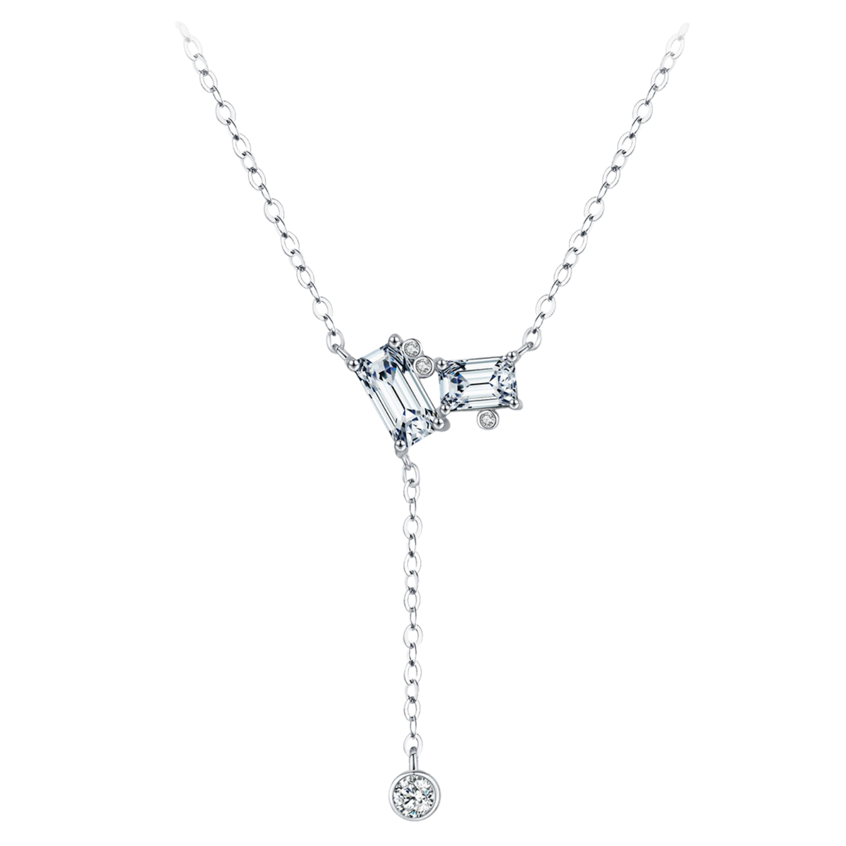 Collier Cravate Argent Zircons Femme