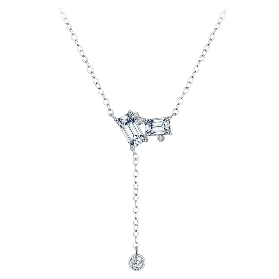 Collier Cravate Argent Zircons Femme